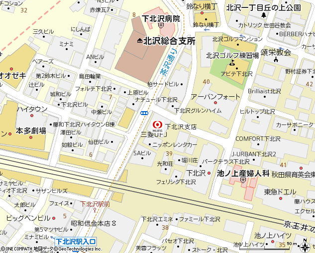 下北沢支店付近の地図